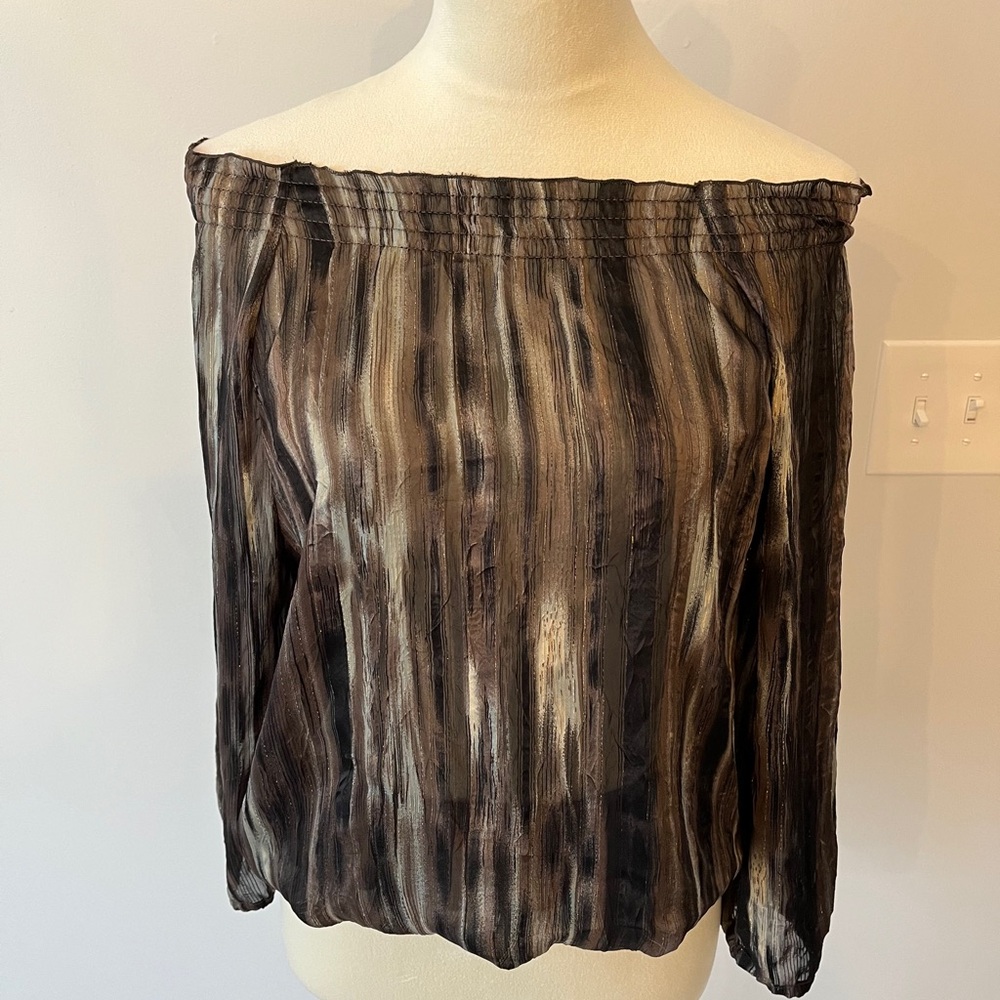 Christopher & Banks Off-Shoulder Brown Blouse size medium polyester